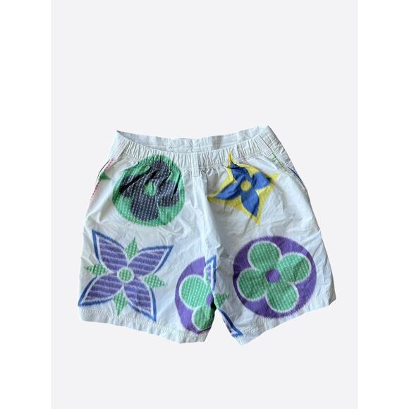 Louis Vuitton White Multicolor Flower Monogram Swimshorts - Picture 2 of 6